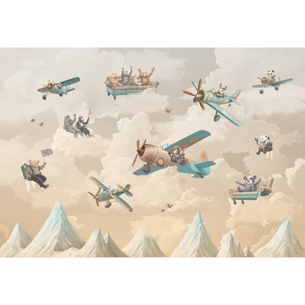 Dusky Amber Air show Kids Room Wallpaper