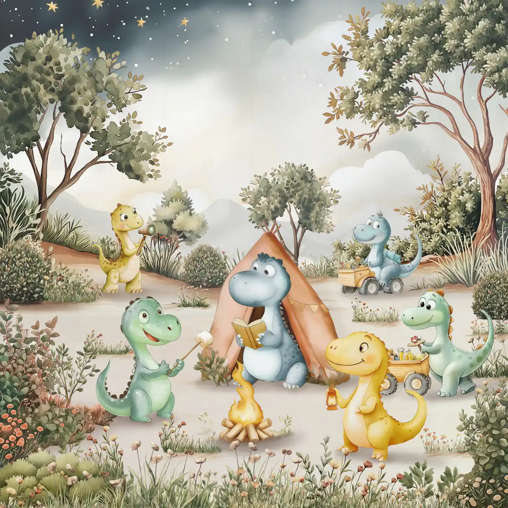 Dino Camp Kids Room Wallpaper