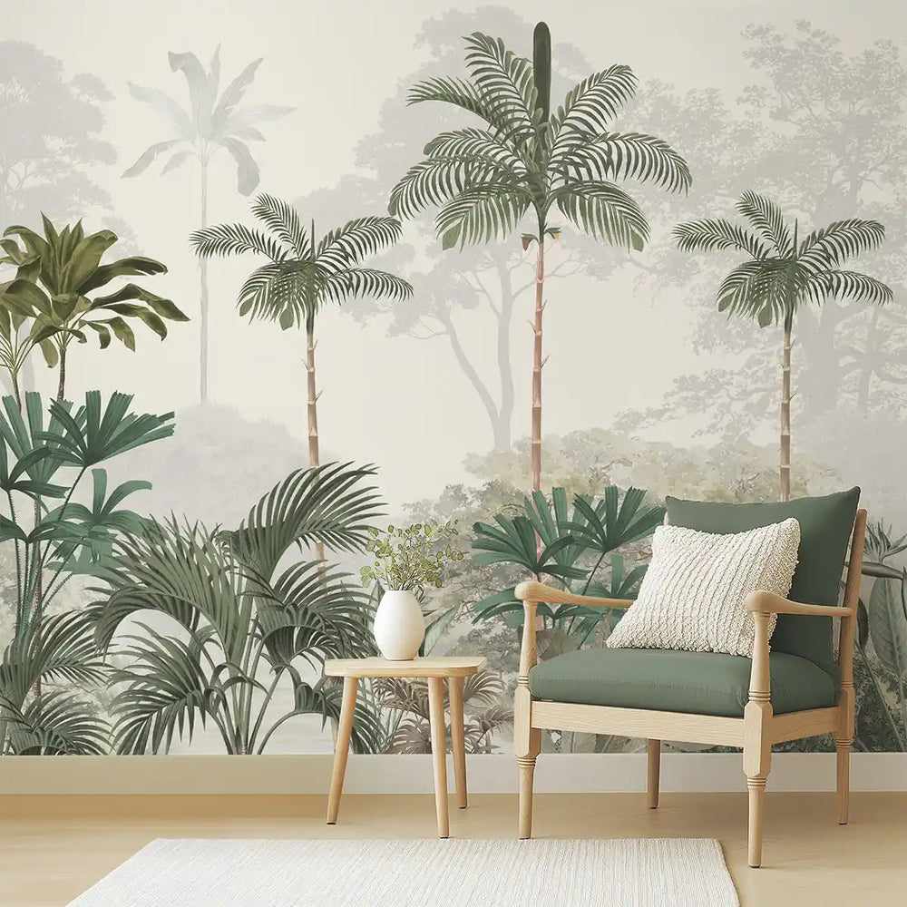 Kovalam Paradise, Palms Wallpaper for Rooms, Green, Customised
