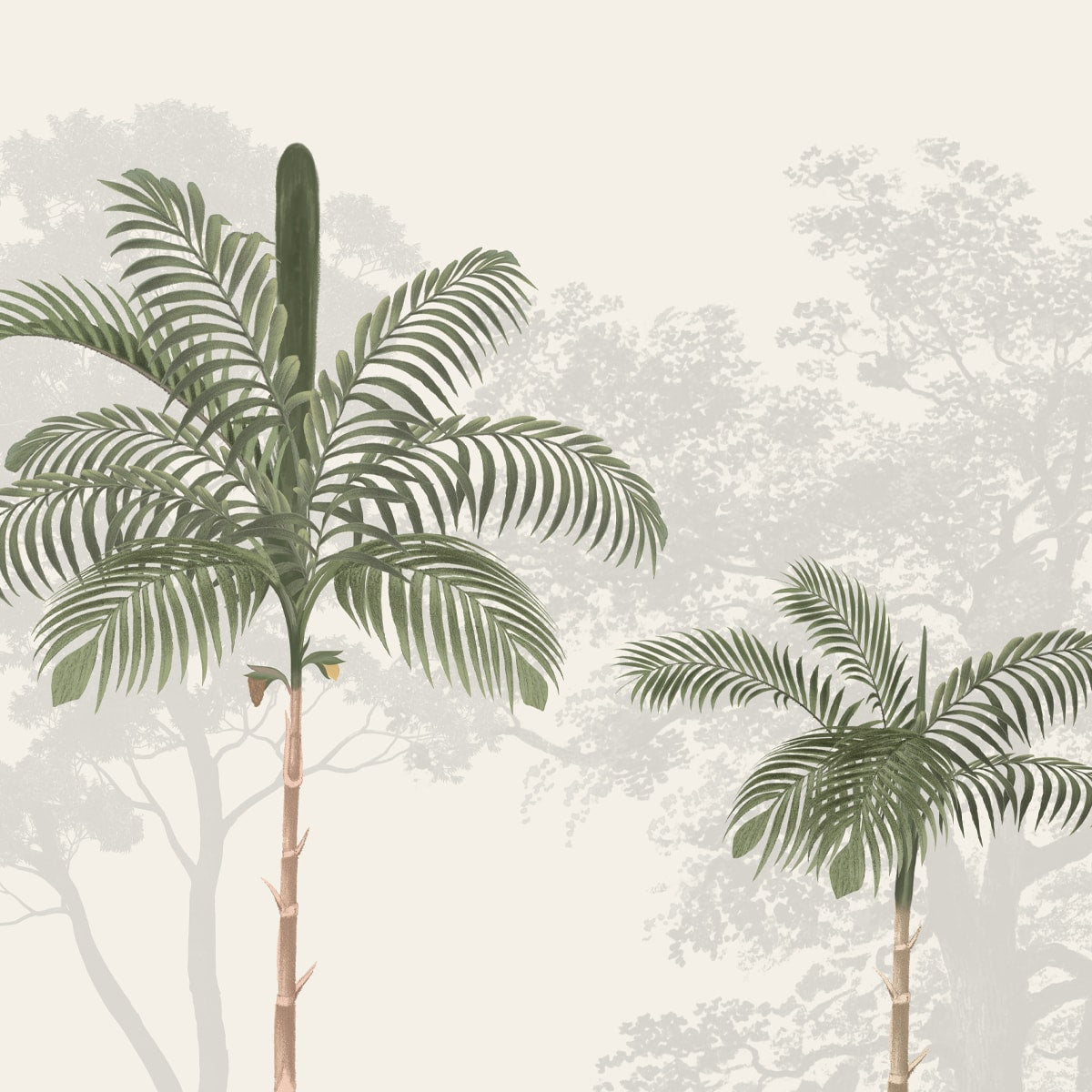 Kovalam Paradise, Palms Wallpaper for Rooms, Green, Customised