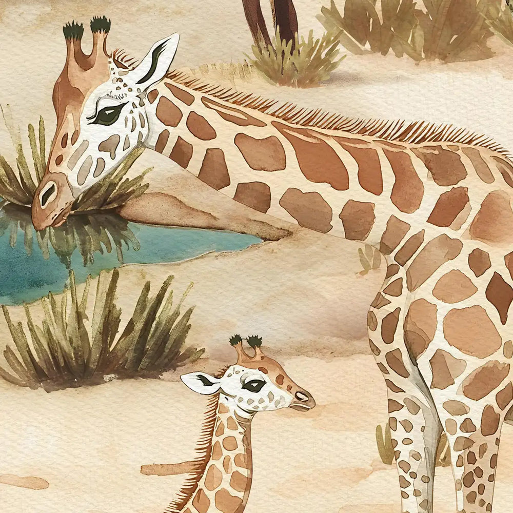 Savanna Jungle theme Kids Room Wallpaper
