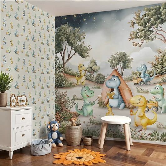 Dino Camp Kids Room Wallpaper