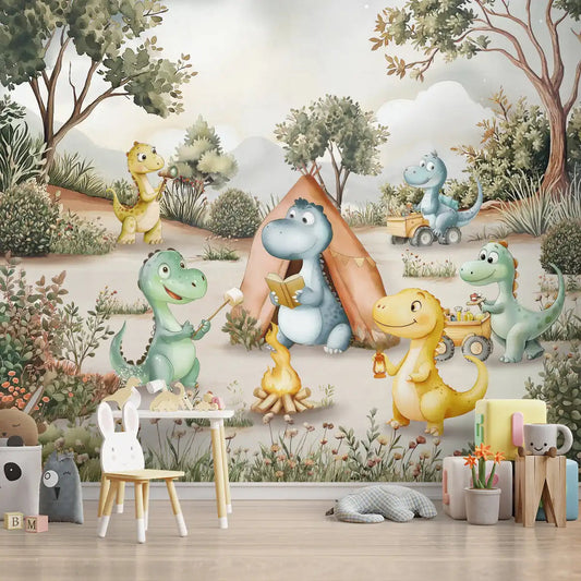 Dino Camp Kids Room Wallpaper