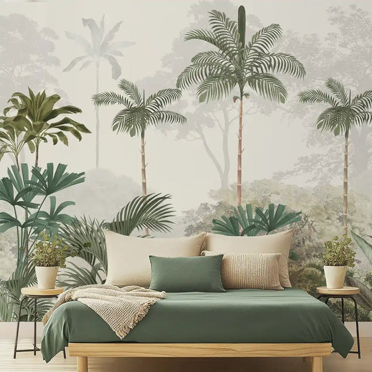 Kovalam Paradise, Palms Wallpaper for Rooms, Green, Customised
